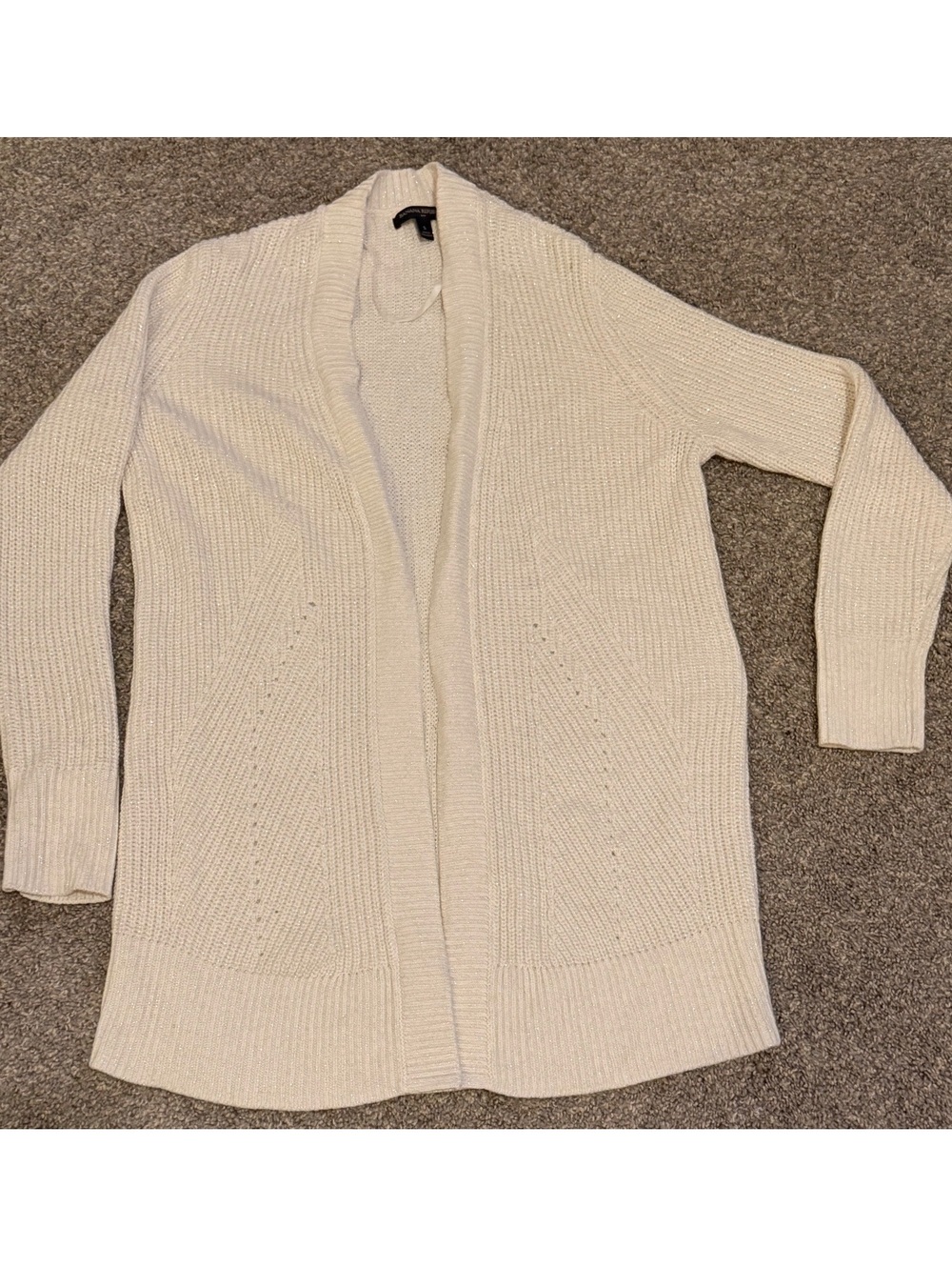 Banana Republic Ivory Metallic Open Front Cardigan Sweater Size Small